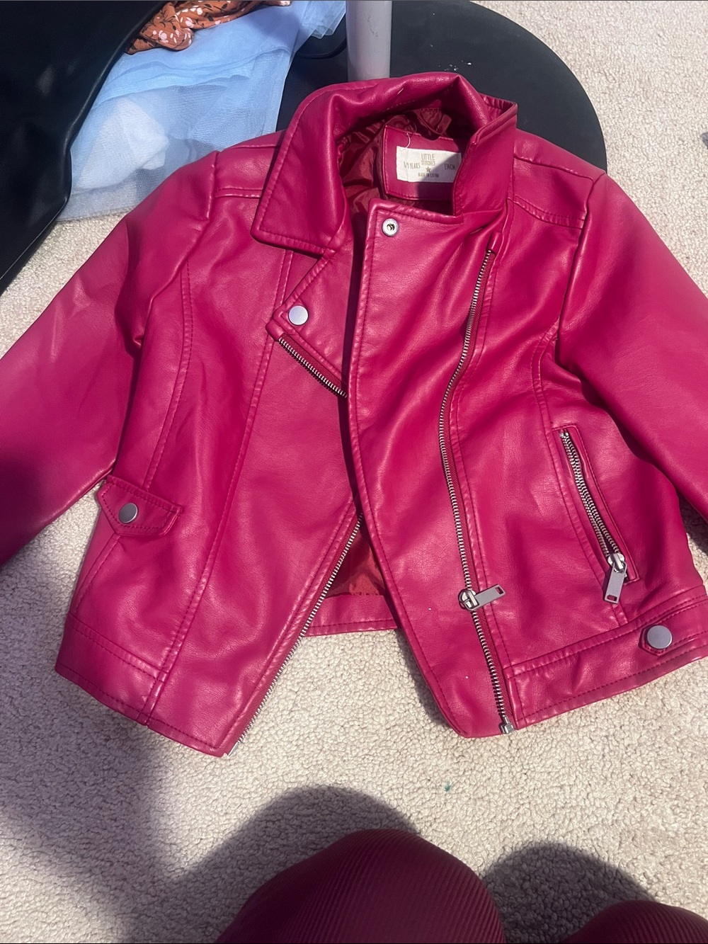 Hot Pink Faux Leather Moto Jacket